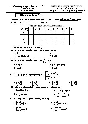 Kiểm tra 1 tiết chương IV môn Đại số 10 (cơ bản)